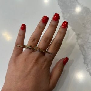 Gold Double Finger Spike Ring